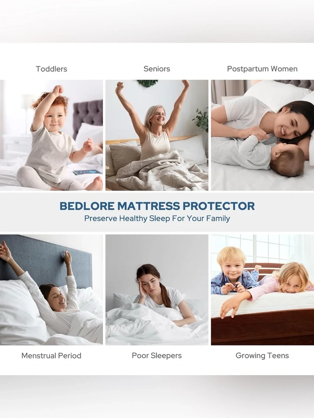 BEDLORE Waterproof Mattress Protector, Full Size Mattress Pad (White) NEW